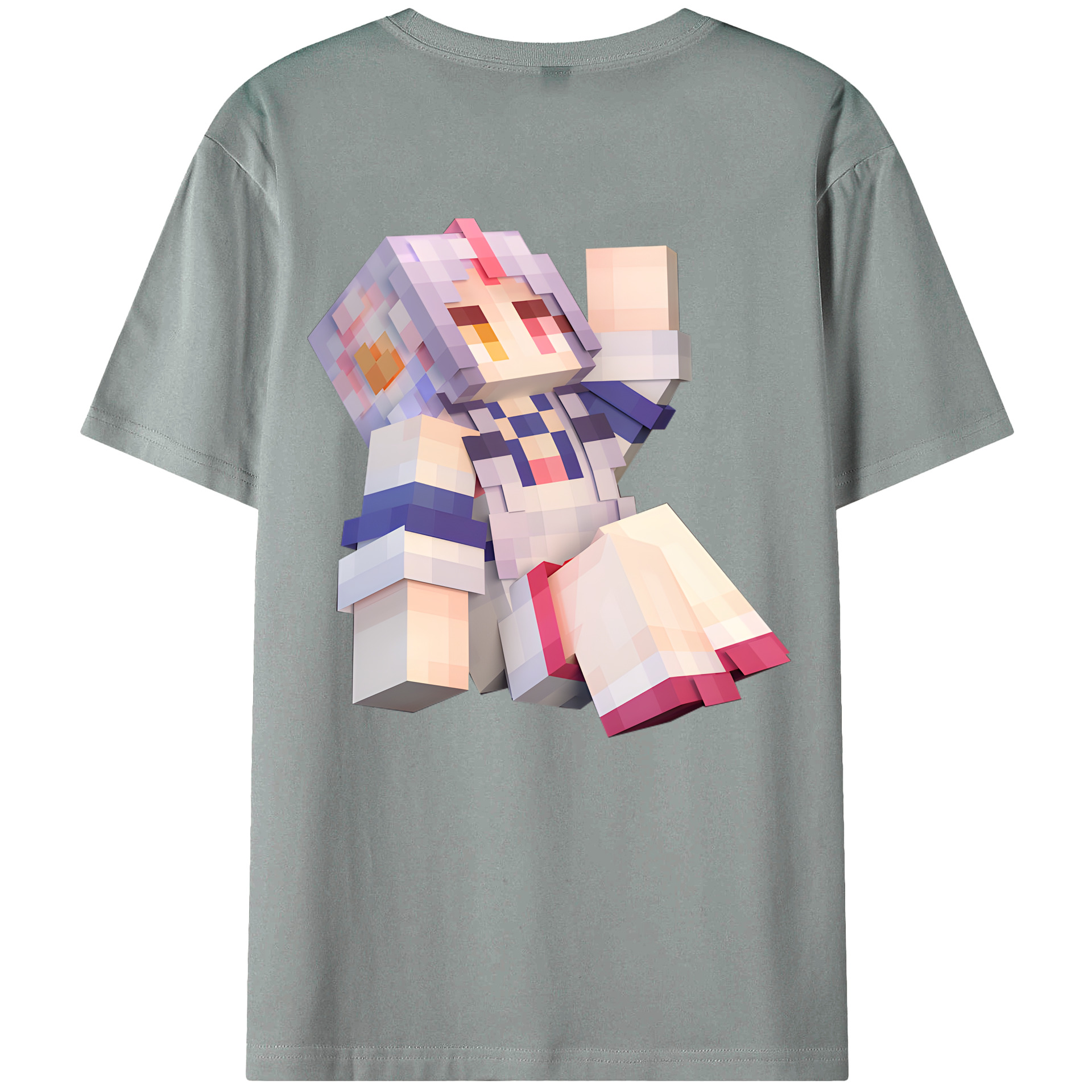 （画像用） マインクラフト ブロックの世界 Minecraft MC Block world 綿100％ メンズ半袖Tシャツ（バックプリント） 通気性